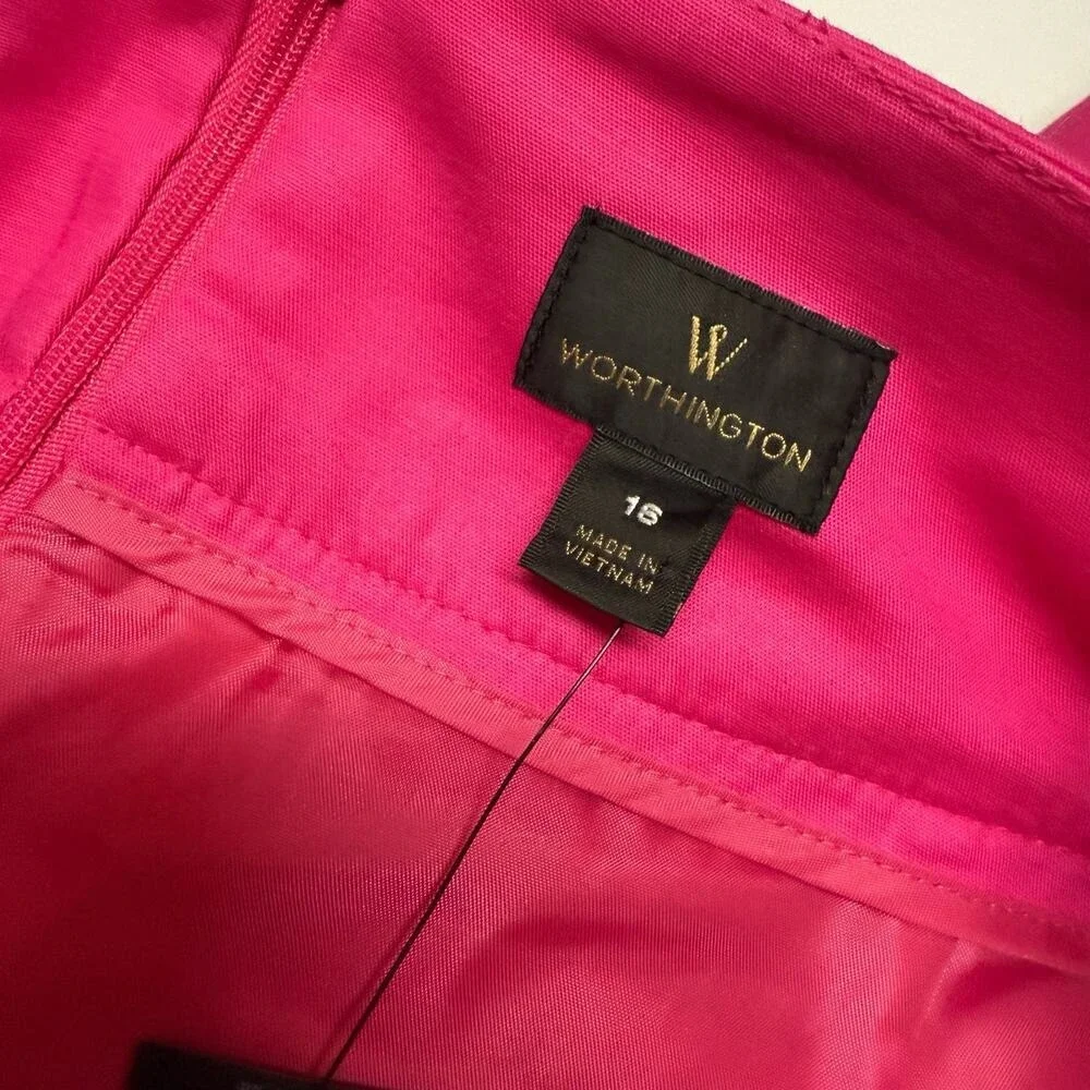 Worthington Womens Skirt‎ Sz 16 Cheerful Pink Pencil Short NEW Bright